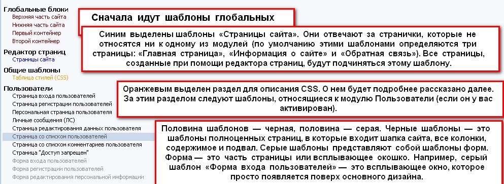Цвет ссылок в управлении дизайном